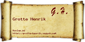 Grotte Henrik névjegykártya